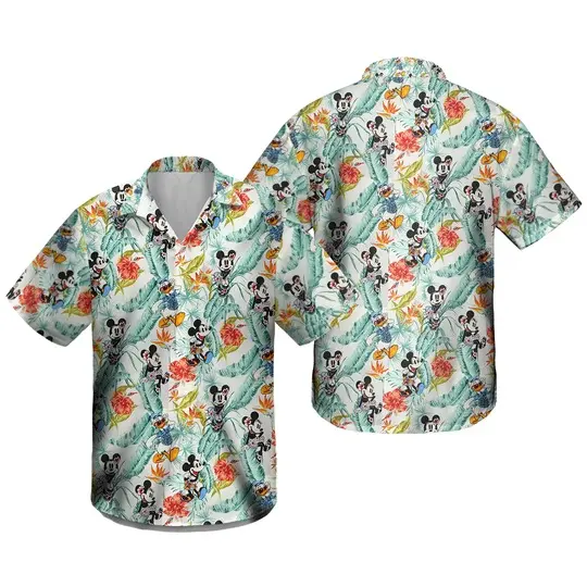 Mickey Minnie 3D All Over Print Hawaiian Shirt Gift For Your Girlfriend Boyfriend Gift For Love Gift For Friend Best Valentine Present Holiday Gift
