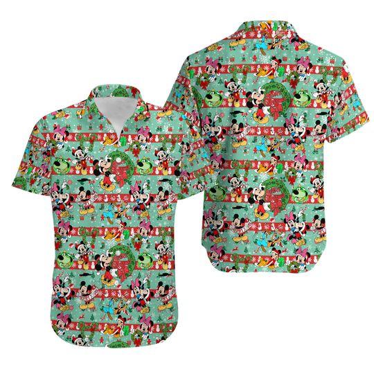 Mickey Minnie Christmas Hawaiian Shirt Gift For Your Girlfriend Boyfriend Gift For Love Gift For Friend Best Valentine Present Holiday Gift