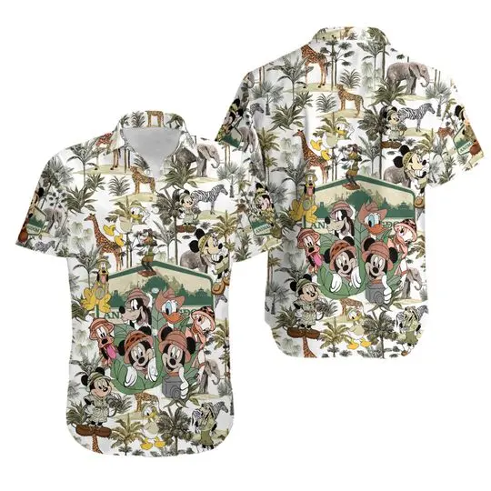 Mickey Mouse and Friends Safari Hawaiian Shirt Gift For Your Girlfriend Boyfriend Gift For Love Gift For Friend Best Valentine Present Holiday Gift