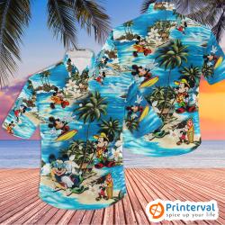 Mickey Mouse Disney Hawaiian Shirt, Summer Button Up Shirt, Summer Beach Trip Family Hawaiian Shirt Gift For Your Girlfriend Boyfriend Gift For Love Gift For Friend Best Valentine Present Holiday Gift