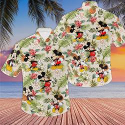 Mickey Mouse Hawaiian Shirt Summer Button Up, Mickey Mouse Pineapple Fruit Tropical Hawaiian Shirt Gift For Your Girlfriend Boyfriend Gift For Love Gift For Friend Best Valentine Present Holiday Gift