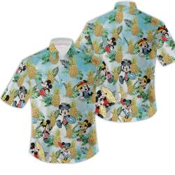 Mickey Mouse Pineapple Fruit Tropical Hawaiian Shirt, Mickey Mouse Hawaiian Shirt, Disney Summer Button Up Shirt Gift For Your Girlfriend Boyfriend Gift For Love Gift For Friend Best Valentine Present Holiday Gift