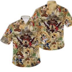 Mickey Mouse Pirate Treasure Map Hawaiian Shirt, Mickey Mouse Hawaiian Shirt Summer Button Up Gift For Your Girlfriend Boyfriend Gift For Love Gift For Friend Best Valentine Present Holiday Gift