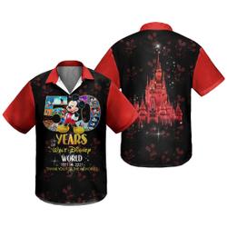 Mickey Mouse Red 50th Anniversary Glitter Castle Disney Hawaiian Shirt Gift For Your Girlfriend Boyfriend Gift For Love Gift For Friend Best Valentine Present Holiday Gift