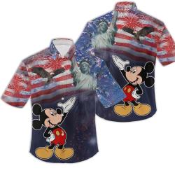 Mickey Mouse US Flag firework Hawaiian shirt 4th July Patriot Day Hawaii shirt Gift For Your Girlfriend Boyfriend Gift For Love Gift For Friend Best Valentine Present Holiday Gift