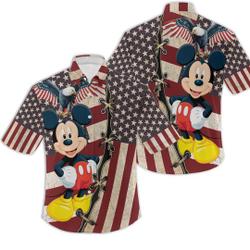 Mickey Mouse US Flag Hawaiian Shirt Gift For Your Girlfriend Boyfriend Gift For Love Gift For Friend Best Valentine Present Holiday Gift
