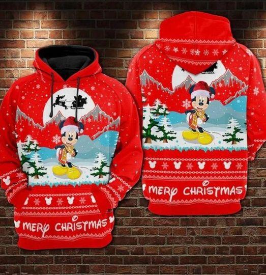Mickey Christmas Hoodie, Mickey Merry Christmas Hoodie, Mickey Mouse