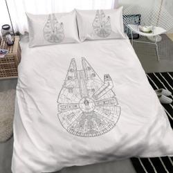Millennium Falcon White Star Wars Bedding Duvet CoverGift For Your Girlfriend Boyfriend Gift For Love Gift For Friend Best Valentine Present Holiday Gift