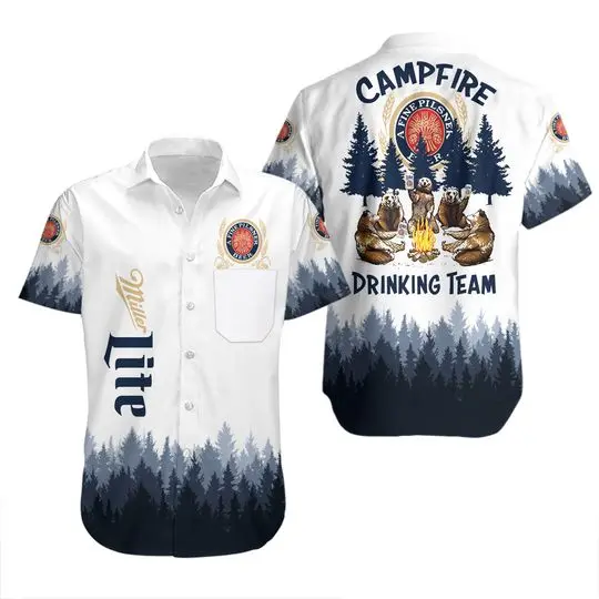 Miller Lite Camping Hawaiian Shirt Gift For Your Girlfriend Boyfriend Gift For Love Gift For Friend Best Valentine Present Holiday Gift