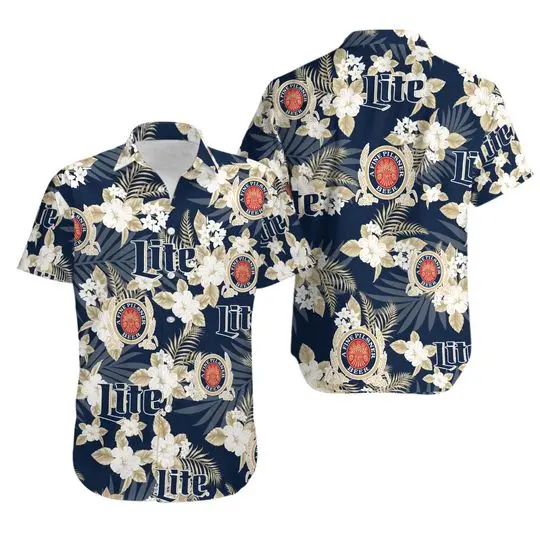 Miller Lite Hawaiian Flowers Pattern Shirt Gift For Your Girlfriend Boyfriend Gift For Love Gift For Friend Best Valentine Present Holiday Gift