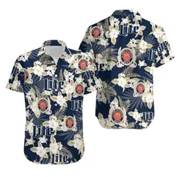 Miller Lite Hawaiian Flowers Pattern Shirt Gift For Your Girlfriend Boyfriend Gift For Love Gift For Friend Best Valentine Present Holiday Gift