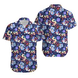 Milotic Water PKM Hawaiian, PKM Button Up Shirt Gift For Your Girlfriend Boyfriend Gift For Love Gift For Friend Best Valentine Present Holiday Gift
