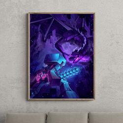Minecraft Epic Enderdragon Battle Art Poster Premium Matte Vertical Poster Meaningful Gift For Family Gift For Boyfriend Valentine Gift Birthday Gift Holiday Gift