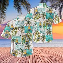 Minion Made in Hawaii, Super Soft Rayon Hawaiian Vintage Shirt Gift For Your Girlfriend Boyfriend Gift For Love Gift For Friend Best Valentine Present Holiday Gift