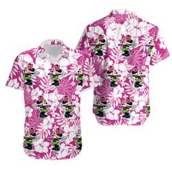 Minnie Mouse Floral Pattern Hawaiian Shirt Gift For Your Girlfriend Boyfriend Gift For Love Gift For Friend Best Valentine Present Holiday Gift