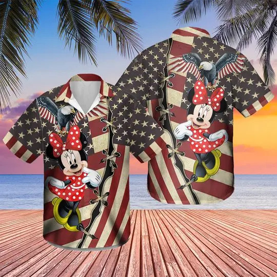 Minnie Mouse Hawaiian shirt 4th July US Flag firework Patriot Day Minnie Hawaii shirt Gift For Your Girlfriend Boyfriend Gift For Love Gift For Friend Best Valentine Present Holiday Gift