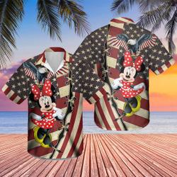 Minnie Mouse Hawaiian shirt 4th July US Flag firework Patriot Day Minnie Hawaii shirt Gift For Your Girlfriend Boyfriend Gift For Love Gift For Friend Best Valentine Present Holiday Gift