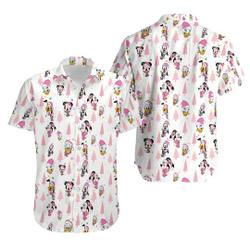 Mickey and Friends Hwaiian Shirt, Disney Pink Christmas Shirts, Christmas Tree Button Up Shirt, Wdw Shirt, Mickey's Very Merry Xmas Shirt