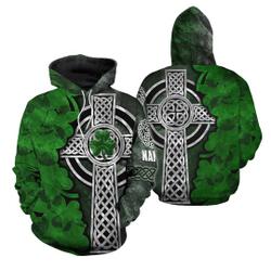 3D All Over Printed Customize Name Irish Shamrock And Cross Hoodie For St Patrick's Day