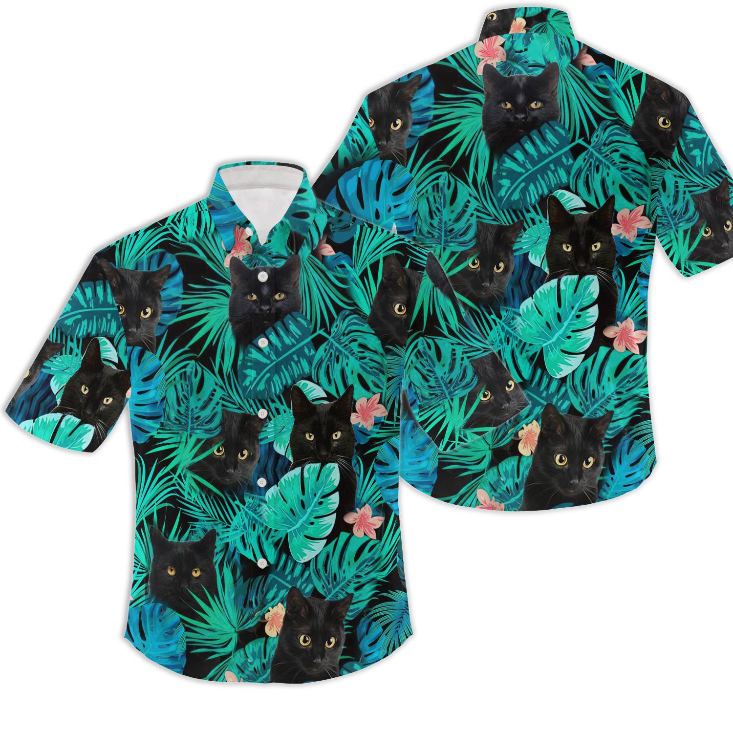 Black Cat Tropical Hawaiian Shirt Gift For Your Girlfriend Boyfriend Gift For Love Gift For Friend Best Valentine Present Holiday Gift