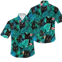 Black Cat Tropical Hawaiian Shirt Gift For Your Girlfriend Boyfriend Gift For Love Gift For Friend Best Valentine Present Holiday Gift