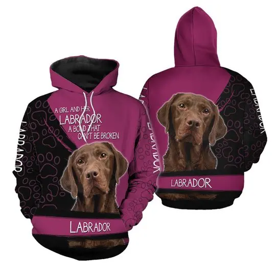 Unisex Pink Labrador Chocolate Hoodie
