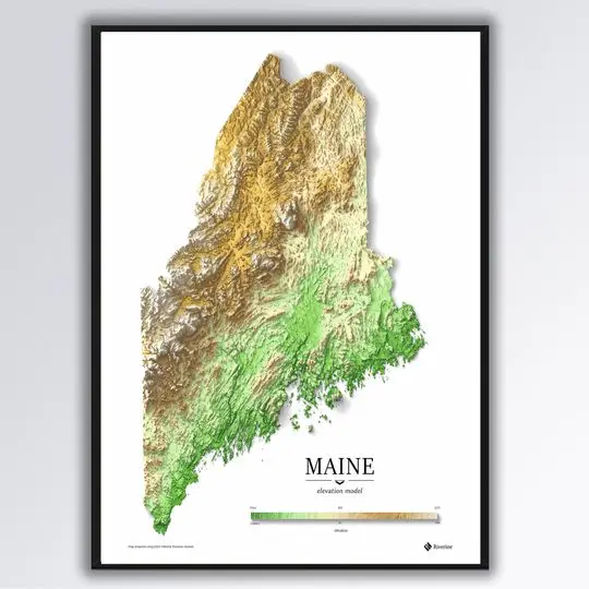1980 Maine Relief Map 3D Premium Matte Vertical Poster Meaningful Gift For Family Gift For Boyfriend Valentine Gift Birthday Gift Holiday Gift