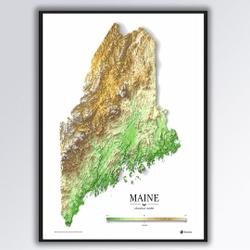1980 Maine Relief Map 3D Premium Matte Vertical Poster Meaningful Gift For Family Gift For Boyfriend Valentine Gift Birthday Gift Holiday Gift