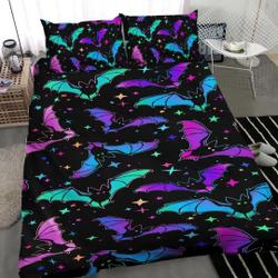 Colorful bats retro halloween bedding Set Gift For Your Girlfriend Boyfriend Gift For Love Gift For Friend Best Valentine Present Holiday Gift