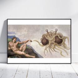 Touched by His Noodly Appendage (Flying Spaghetti Monster) Premium Matte Vertical Poster Meaningful Gift For Family Gift For Boyfriend Valentine Gift Birthday Gift Holiday Gift