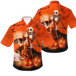 Pumpkins Jack And Sally The Nightmare Before Christmas Hawaiian Shirt Gift For Your Girlfriend Boyfriend Gift For Love Gift For Friend Best Valentine Present Holiday Gift