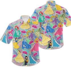 Princess Disney Hawaiian Summer Tropical Print Vacation Button Down Shirt Gift For Your Girlfriend Boyfriend Gift For Love Gift For Friend Best Valentine Present Holiday Gift