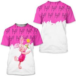 Piglet Winnie Pooh Pink Watercolor Glitter Disney 3D T-shirts Meaningful Gift For Family Gift For Boyfriend Valentine Gift
