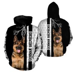 German Shepherd Dog Lightning Black and White 3D Hoodie