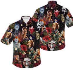 Horror Movie Characters Hawaiian Shirt Gift For Your Girlfriend Boyfriend Gift For Love Gift For Friend Best Valentine Present Holiday Gift