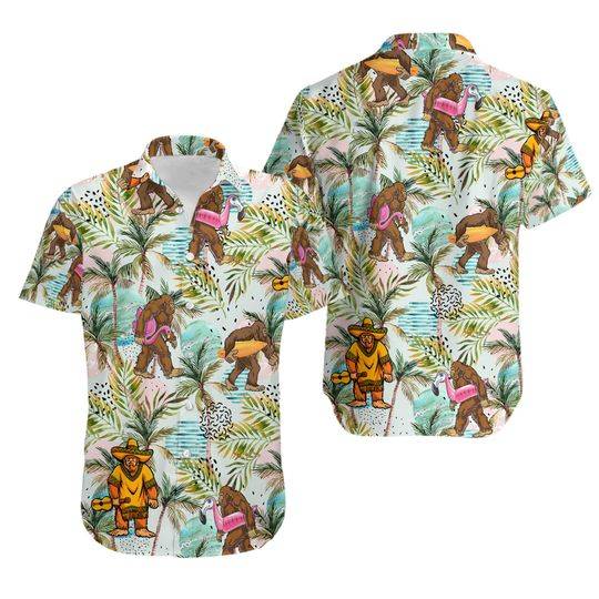 Bigfoot Hawaii Shirt, Bigfoot Hawaiian Shirt Gift For Your Girlfriend Boyfriend Gift For Love Gift For Friend Best Valentine Present Holiday Gift