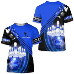 Personalized 3D All Over Printed Bowling Shirt, Custom Name Bowling Player Tee Shirt Meaningful Gift For Family Gift For Boyfriend Valentine Gift