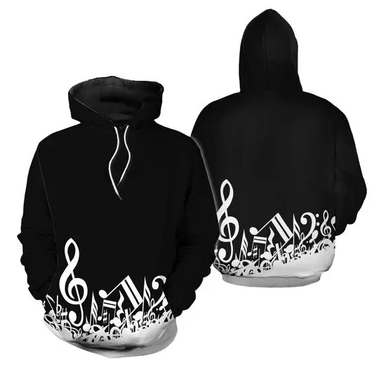 Black and White music nout 3D Hoodie