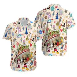 Figment Disney Hawaiian Shirt, Epcot World Tour Hawaii Shirt, Mickey and Friends Button Shirt Gift For Your Girlfriend Boyfriend Gift For Love Gift For Friend Best Valentine Present Holiday Gift