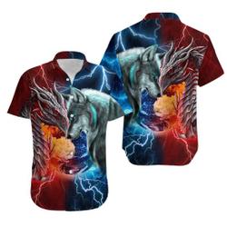 Dragon And Wolf Hawaii Hawaiian Shirt Gift For Your Girlfriend Boyfriend Gift For Love Gift For Friend Best Valentine Present Holiday Gift