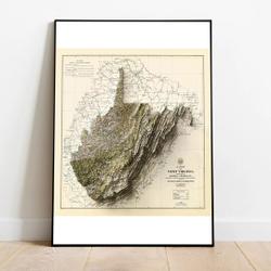 1899 West Virginia Relief Map Poster Meaningful Gift For Family Gift For Boyfriend Valentine Gift Birthday Gift Holiday Gift