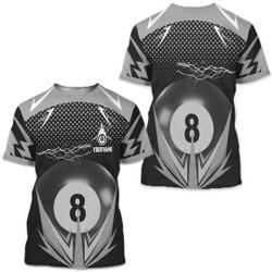 8 Ball Pool Thunder Billiard Player Personalized Name For Team, 3D T-Shirt Meaningful Gift For Family Gift For Boyfriend Valentine Gift