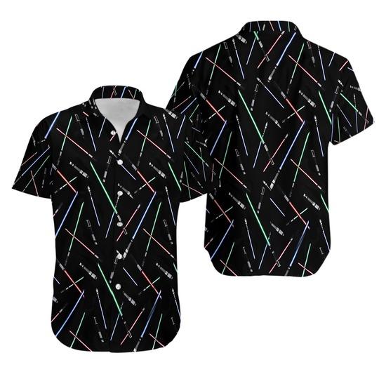 Light saber star wars inspired short sleeved button down shirt Gift For Your Girlfriend Boyfriend Gift For Love Gift For Friend Best Valentine Present Holiday Gift
