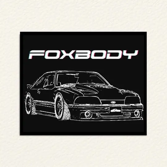 Third Gen Mustang Foxbody Fox Body Custom Line Art Premium Matte Vertical Poster Meaningful Gift For Family Gift For Boyfriend Valentine Gift Birthday Gift Holiday Gift