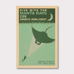 Gentle Giants, Kona Manta Rays Travel Poster Meaningful Gift For Family Gift For Boyfriend Valentine Gift Birthday Gift Holiday Gift