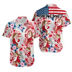 Grumpy Dwarf Blue Red 4th July Independence Day Disney Hawaiian Button Down Shirt Gift For Your Girlfriend Boyfriend Gift For Love Gift For Friend Best Valentine Present Holiday Gift