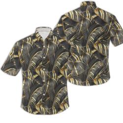 Hawaiian Style Black and Gold Men's Shirt Gift For Your Girlfriend Boyfriend Gift For Love Gift For Friend Best Valentine Present Holiday Gift