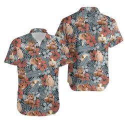 Tropical Hibiscus Hamster Hawaiian Shirt Gift For Your Girlfriend Boyfriend Gift For Love Gift For Friend Best Valentine Present Holiday Gift