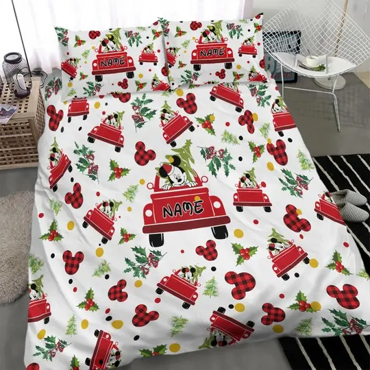 Christmas Mickey Quilt Bedding Set Gift For Your Girlfriend Boyfriend Gift For Love Gift For Friend Best Valentine Present Holiday Gift