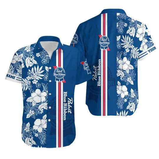 Pabst Blue Bibbon Hawaiian Shirt | Gift For Beer | Mens Hawaiian Shirt Gift For Your Girlfriend Boyfriend Gift For Love Gift For Friend Best Valentine Present Holiday Gift